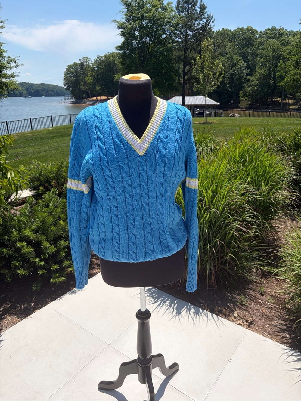 Vintage Catalina Arthur Ashe Cable Knit Tennis Sweater Medium